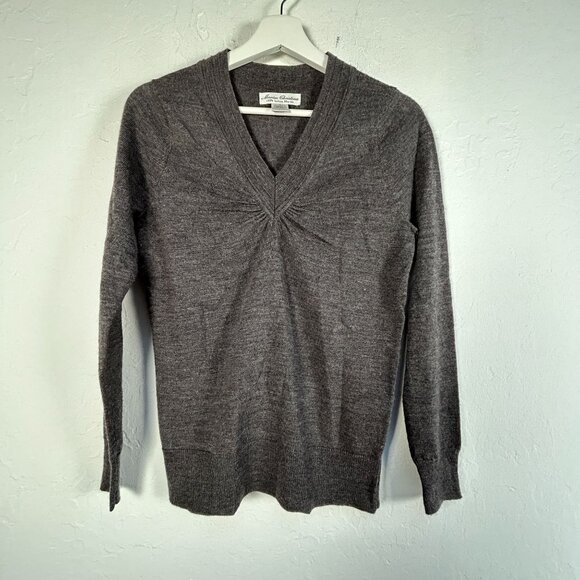Marisa Christina Womens Gray Italian Merino Wool V-Neck Sweater Size 8 Pullover - Picture 1 of 7